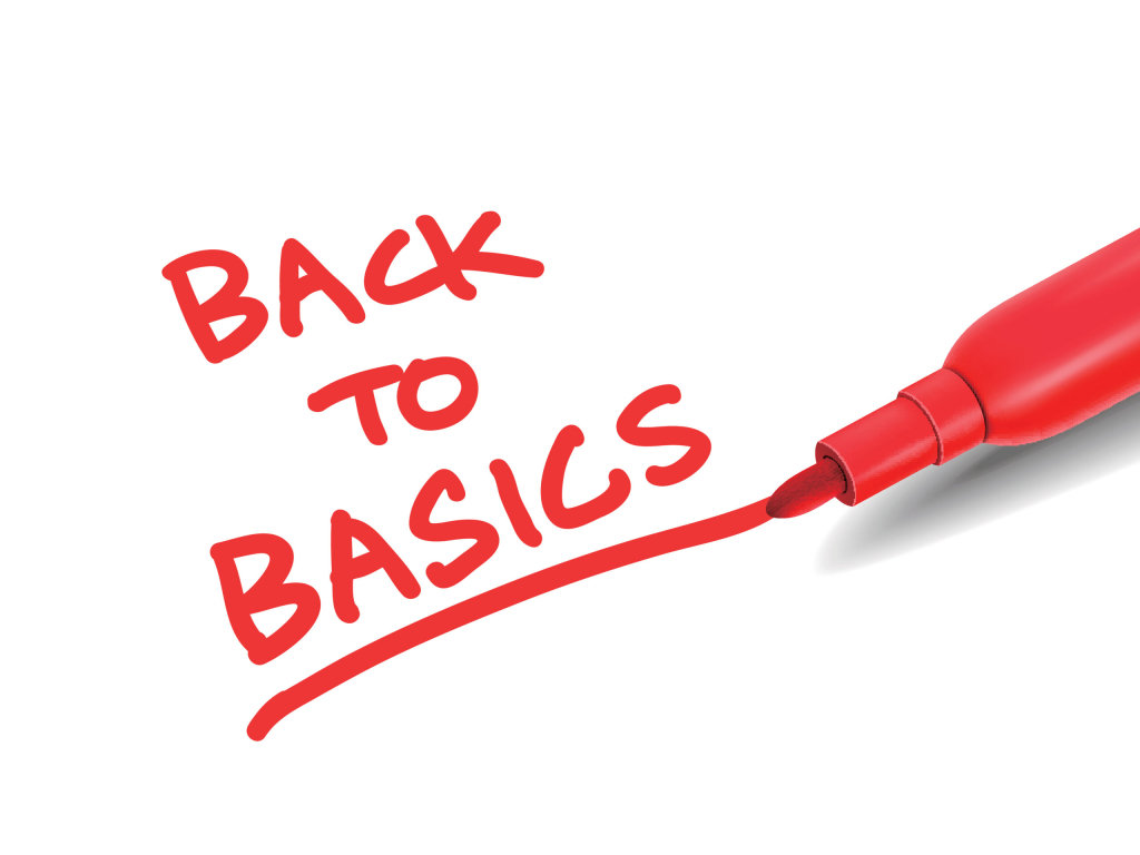 back to basic text written by a red marker